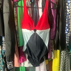 Tommy Hilfiger Red and Black Swimsuit